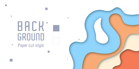 overlapping paper cut out style backgrounds with solid color variations accompanied by text copy space. paper cut style wave background