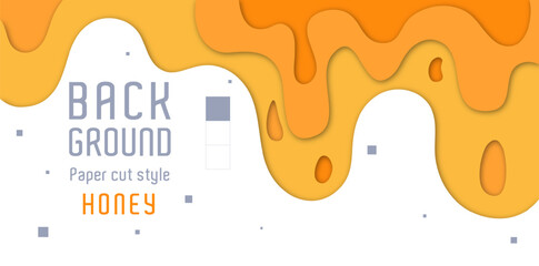 Paper-cut style background forms melted honey that looks embossed. paper cut style design. simple modern style