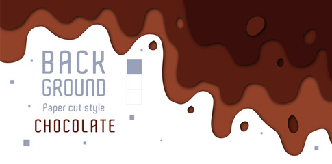 Obraz premium The paper cut style background forms a chocolate melt that appears embossed. paper cut style design. simple modern style. melted chocolate