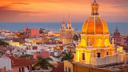Wonderful view after sunset over Cartagena - obrazy, fototapety, plakaty