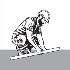 master builder in hard hat vector character isolated on white. mascot 