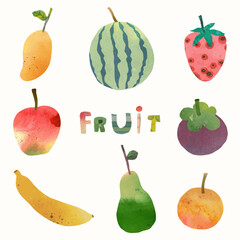 Fruits, watercolor vector illustration isoleted on a white background.
