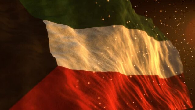 Kuwait national flag. Waving country symbol. Patriotic video. Independence day.