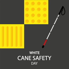 White cane safety day guiding block for pedestrian, vector art illustration.