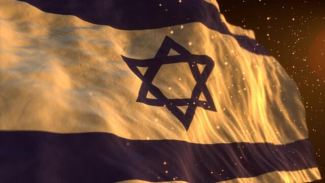 Israel national flag. Waving country symbol. Patriotic video. Independence day.
