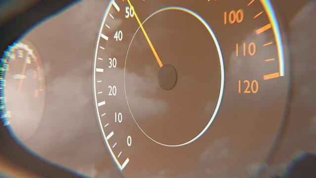 Сar speedometer and tachometer. Fast accelerating car. Sport auto. Supercar.