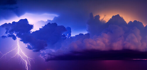 Landscape with clouds and lightning