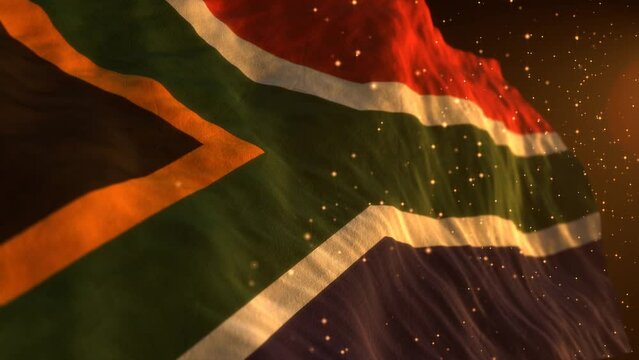 South Africa national flag. Waving country symbol. Patriotic video. Independence day.