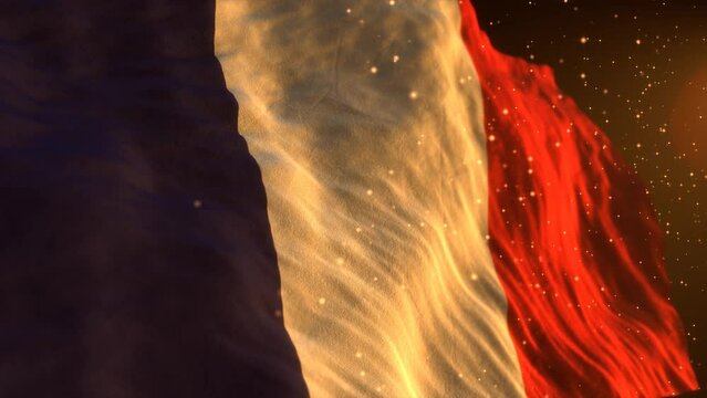 France national flag. Waving country symbol. Patriotic video. Independence day.