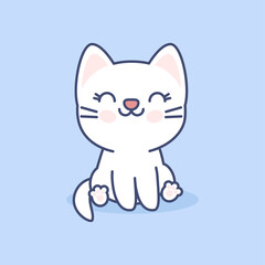 Cute smiling kawaii kitten with closed eyes