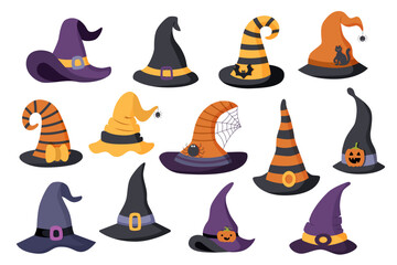 Set of Halloween hats. Hallowen concept.	
