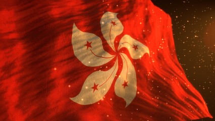 Hong Kong national flag. Waving country symbol.  Independence day.	