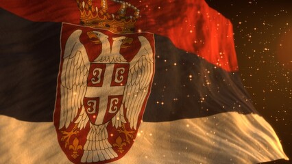 Serbia national flag. Waving country symbol. Independence day.