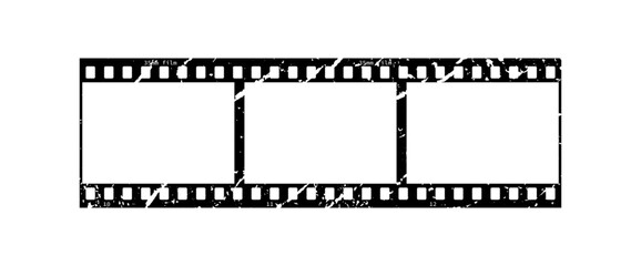Retro style 35mm film strip vintage vector design with three frames on white background. Retro film reel symbol illustration to use in photography, television, cinema, photo frame. 