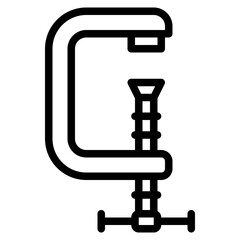 clamp icon in line style isolated on transparent background. Construction tools, vector illustration for graphic design projects