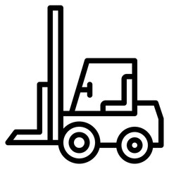 forklift icon in line style isolated on transparent background. Construction tools, vector illustration for graphic design projects