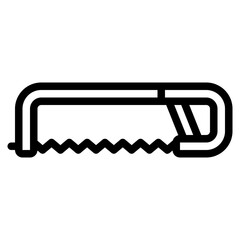 hacksaw icon in line style isolated on transparent background. Construction tools, vector illustration for graphic design projects