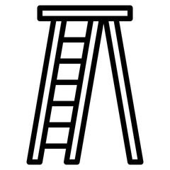 ladder icon in line style isolated on transparent background. Construction tools, vector illustration for graphic design projects