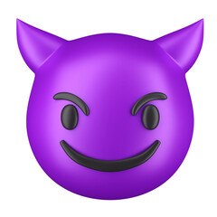 Emoji Purple Devil 3D illustration isolated on a white background