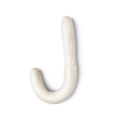 Letter J made of play dough on white background