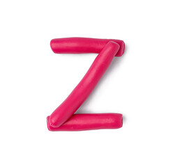 Letter Z made of play dough on white background