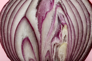 Texture of fresh red onion, closeup