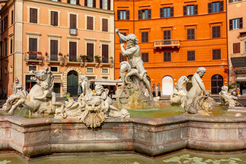Neptune fountain on Navona square in Rome, Italy © Mistervlad