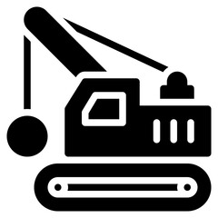 demolition icon in glyph style isolated on transparent background. Construction tools, vector illustration for graphic design projects