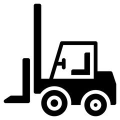 forklift icon in glyph style isolated on transparent background. Construction tools, vector illustration for graphic design projects