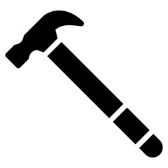 hammer icon in glyph style isolated on transparent background. Construction tools, vector illustration for graphic design projects