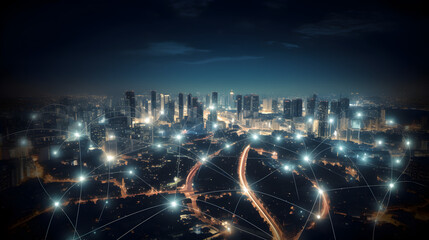 High Technology Internet Connectivity Modern Smart City Skyline