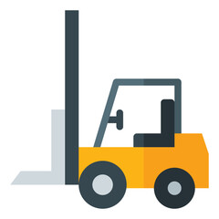 forklift icon in flat style isolated on transparent background. Construction tools, vector illustration for graphic design projects