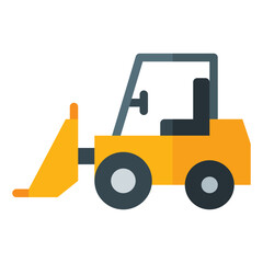 bulldozer icon in flat style isolated on transparent background. Construction tools, vector illustration for graphic design projects