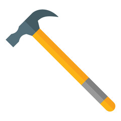 hammer icon in flat style isolated on transparent background. Construction tools, vector illustration for graphic design projects