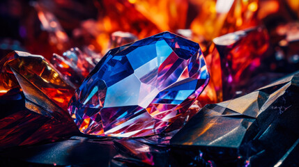Colorful and Shiny Gemstones or on a Dark Background Ai Generated - obrazy, fototapety, plakaty