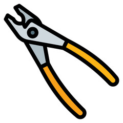 pliers icon in filled line style isolated on transparent background. Construction tools, vector illustration for graphic design projects