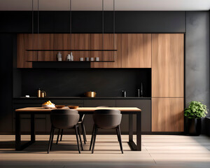 Modern kitchen interior, minimalism. Generative AI