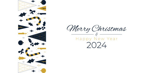 Fototapeta na wymiar Merry Christmas and Happy New Year 2024.Greeting card,banner,poster Vector illustration.