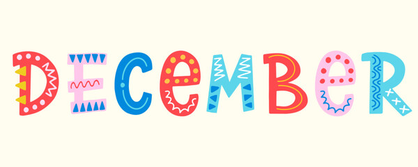 December Decorative Lettering Word Inscription
