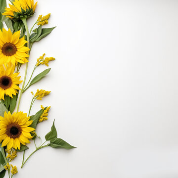 Whimsical Sunflower Frame Pristine Background