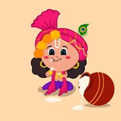 Lord Krishna Vector Art, Little Krishna Digital Art and illustration, Lord Krishna Artwork