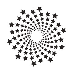 Spiral graphic background with waving star labels