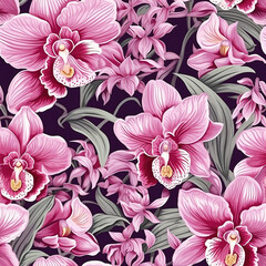 Modern orchid pattern for fabric