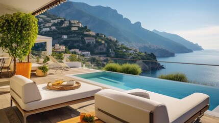 Obraz premium Luxurious Villa Nestled Along the Breathtaking Amalfi coast