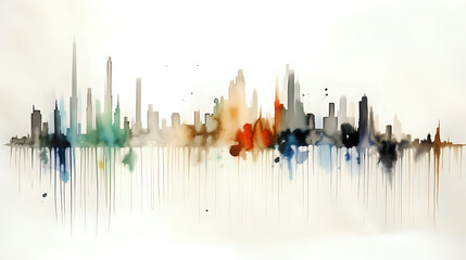 watercolor colorful columns of graphs with drips of paint