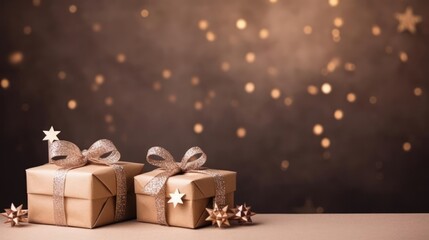 Festive Gifts and Wrapping Paper Merry Christmas Background
