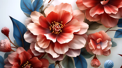 3d illustrated flowers