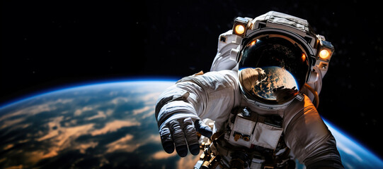 Astronaut Floating in Space with Earth Background