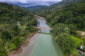 Fototapeta na wymiar Beautiful aerial view of Dominical Beach and The Baru River in Costa Rica