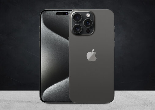 Antalya, Turkey - September 12, 2023: Newly Released IPhone 15 Pro Max Mockup Set With Back And Front Angles